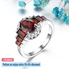 Clusterringen Natural Red Grarnet Sterling Silver 2.3 S Echte januari Birthstone Women Elegant Classic Style S925 Fine Jewelrys