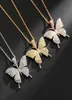 Zircon Butterfly Pendant Necklace Rose Gold Hip Hop Trend Personlig Street Cz Chain Eloy Jewelry Valentine Gift7933570