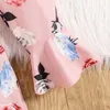 Girl's Jurken Kids Casual Dress For Girls Deskled 2023 Herfst Winter Nieuwe kinderen Fashion Bloemen Print Pink Princess Dress met riem 7-14y D240423