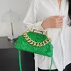 Hobo 2024 Donne di lusso Pink Green Pulnica Borse in oro Spessa catena Stendenger Borse in pelle PUA Clutch