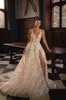 Berta a Line Wedding Dress для невесты v Neck Slit Lite Wedding Dress vestidos de novia Despliques Appliques Designer свадебные платья