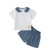 Set di abbigliamento Bambini spagnoli per neonati e set di fondo 2024 Born Born Two pezzi abiti per bambini Shorts Shorts Abito