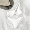 Terchi da bagno da bagno split da bagno da donna set elegante bikini a colori a due pezzi con reggiseno a una spalla High Waist per veloce