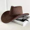 Western Cowboy Hat Summer Women's Sundoblock Hat European American Retro Large Eave Beach Sunshade Hat