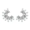 Stud Earrings Fashion Women's Half Moon Shaped Floral Pearl