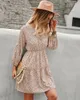 Casual Dresses Vintage Floral Print Maxi Dress Women Boho Three Quarter Sleeve Long Turn Down Collar Shirt Robe