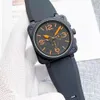 2024 BELLER MEN'S BR Watch Men's Automatic Mechanical Watch Bell Brown Leather Black Ross Rubber Watch Gift 9898