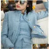 Two Piece Dress Smthma Arrival Fashion Womens Blue And Pink T Jacket Coat Add Pieces Sleeveless Tassel Sets Drop Delivery Apparel Clot Otffl