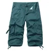 Men's Shorts Style Cotton Below Knee Length 3/4 Long Tactical Pants Multi Pocket Summer Twill Work Cargo Man