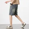 Summer Mens Vintage Denim Shorts Ripped Holes Baggy Straight Casual Short Jeans Fashion Corée Hip Hop Streetwear 240416