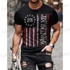 T-shirty męskie T-shirt flagi USA dla mężczyzn Krótkie blaty 3D Niezależność Niezależności Toszpy T koszule codzienne swobodne odzież Strtwear Tops T240419
