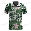 Мужские половые гавайские растения Поло Рубашка для мужчин Летние 3D -печатные листья цветочные короткие рубашки поло