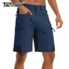 TACVASEN Men Summer Outdoor Shorts Quick Dry Knee Length Hiking Fishing Running Lightweight MultiPockets Workout 240417