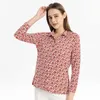 Camisa de seda de solapa de Huaye Spring and Summer Nuevo cárdigan de manga de manga larga de punto de punto doble impreso para mujer