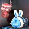 Bottiglie d'acqua adorabili conigli orecchie di paglia bottiglia durevole da bere personalizzata per bambini ragazze