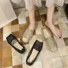 Casual Shoes Women Strap Loafers Straw Espadrilles Slip On Hollow Mesh Flat 2024 Summer Ladies Comfort Lazy Female