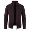Herrtröjor Spring Winter Mens tröja Cardigan 2024 Fashion Men Slim Fit Stand Collar dragkedja Knit Mannen Pure Color Jacket