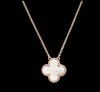 Designer Brand Van Four Leaf Grass Necklace Female 18k Rose Gold Lucky Pendant White Fritillaria Red Jade Chalcedony Collar Chain for Girlfriend