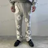 Erkekler pantolon Vintage THR Boyutlu Köpük Baskılı Flare Joggers Harajuku İşlemeli Geniş Sweetpants Erkek ve Kadın Mikro Alevli Pantolon T240419