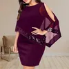 Casual Dresses Elegant Sequined Plus Size For Women Sexy Off Shoulder Overlay Asymmetric Chiffon Party Solid Formal Vestidos