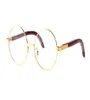 Moda tam alaşım çerçeveler erkekler için yuvarlak gözlükler kadınlar vintage altın metal beyaz ahşap bambu manda kutuları ile güneş gözlüğü 5858457