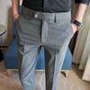 メンズスーツ高品質の刺繍スーツパンツマン用スリムフィットビジネスカジュアルソリッドオフィスソーシャルズボン男性服2024
