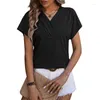 Women's T Shirts Europe The United States 2024 Summer V-Neck Chain Jacquard Tops Short Sleeve T-Shirt Custom LOGO