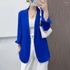 Women's Suits Spring Summer Korean Chiffon Suit Coat Fashion Design Candy Color Thin Sun Protection Shirt Casual 3/4 Sleeve