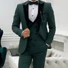 メンズスーツ2024エレガントグリーンフォーマルな結婚式の男性スーツ新郎タキシードプロムスリムフィットブレザーホンブレ高品質のカスタム3ピースコスチュームhomme