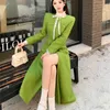 Casual Dresses 2024 Autumn/Winter Christmas Theme Elegant Temperament Tweed Dress Women Luxury O-Neck Single Breasting A- Line Midi Woolen