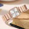 Goldi Simple Temperament Steel Strap Watch Ladies Niche Light Luxury Personality Square Small Plate Womens Watch Quartz Watch