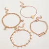 Gold Color Bracelet Set of Four Stainless Steel Sequins Rhinestone Combination for Women Chain Jewelry Gifts 240417