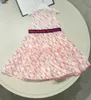 Merk prinses jurk mouwloos taille design baby rok maat 110-160 cm kinderen designer kleding zomer meisjes feestdress 24april