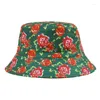 Beretten dubbelzijdige bloemenemmerhoed Ademend visser Rose Printing Cloche Vintage Pattern Dropship