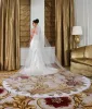 Veils High Quality In Stock Soft Tulle Best Selling One Layer Lace Applique Edge Wedding Veils Bridal Ivory White Cathedral Length Alloy