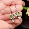 Boucles d'oreilles en peluche verte de gemmes vertes fraîches pendantes pour femmes bijoux avec argent naturel net gemm présent vendant un style cadeau