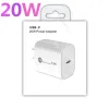 2024 Carregador de parede de PD USBC tipo C Tipo Centro de 18W 20W Rápido Charge Rápido UE Adaptador de energia AC US para iPhone 11 12 13 14 Pro Max Android Phone com caixa