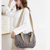 Shoulder Bags Luxury Polyester Women Canvas Bag Multifunctional Large-capacity Lady Messenger Casual Solid Color Soft Handle Handbag