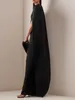 Casual klänningar högkvalitativ svart festklänning kvinnor batwing långärmad o-hals mode kändis kvällskonnar elegant maxi cocktail prom