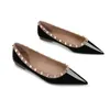 Casual Shoes Pointy Rivet Flat Leather Women Single Professional Work Black