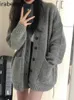 Tricots pour femmes Pull gris vintage japonais cardigan hiver petit manteau décontracté sweet lâche top Casacos de Trico féminino
