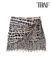 Traf Women Fashion with perle imprimement enveloppe mini jupe vintage haute taille back zipper jupes femelles mujer 240419