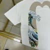 2024 NOUVEAU Été EV Fushen Cherry Blossom Ocean Wave Big M Imprimer Casual Loose Round Cou Short Sleeve T-shirt Unisexe 103757