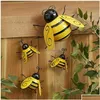 Dekorativa föremål Figurer 4st/Set Metal Art Bumble Bee Backyard Garden Accent Wall Ornament 230621 Drop Delivery Home Decor Acce DHRMB