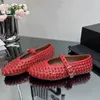 Casual Shoes JOZHAMTA Size 35-40 Women Sparkly Crystals Flats Mary Janes Ballet Real Leather Heels Ins 2024 Spring Daily