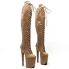 Dance Shoes Auman Ale 20cm/8 pollici in pelle scamosciata Testa tondo superiore sexy Exotic High Platform Platform Women Boots Pole 012