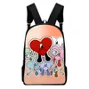 Mode mignon garçons filles décontractées scolaire de voyage de voyage de dossier de dos pack de sacs à école d'études Bad Bunny Heart Sac à dos