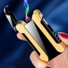 Nuevo arco dual USB carga portátil a prueba de viento pulso encendedor plasma llama cigarrillo de cigarrillo regalo para hombres