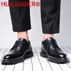 Dress Shoes Business Mens Fashion Leather Oxford Men Wedding Lace-Up Solid Black Footwear Brand Italiaanse kantoor Derby-schoen