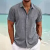 Chemises décontractées pour hommes Mode 2024 Coton à manches courtes Tops Tee Summer Cardigan Bineau Single Breasted for Men